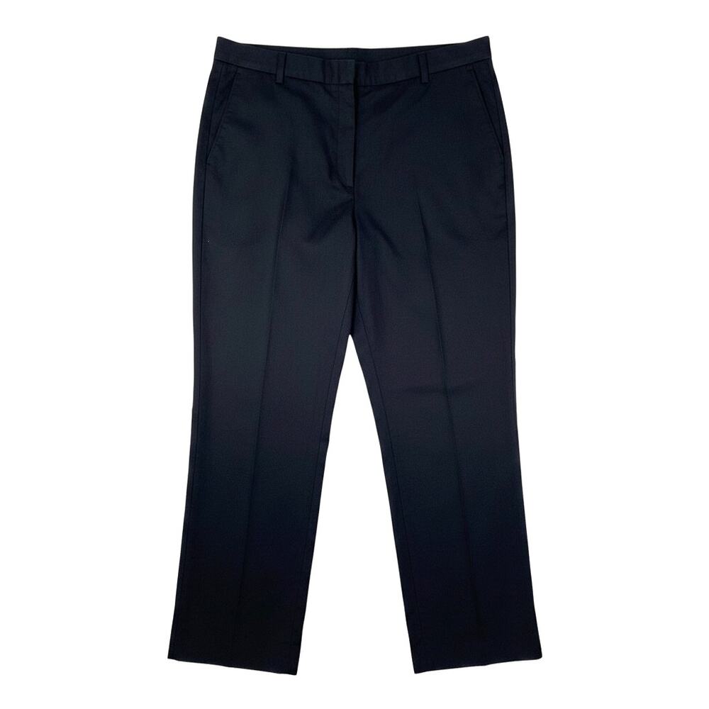 Vintage 90s J Crew Women Cotton Side Stripe Trouser Pants Black 12 Career Office